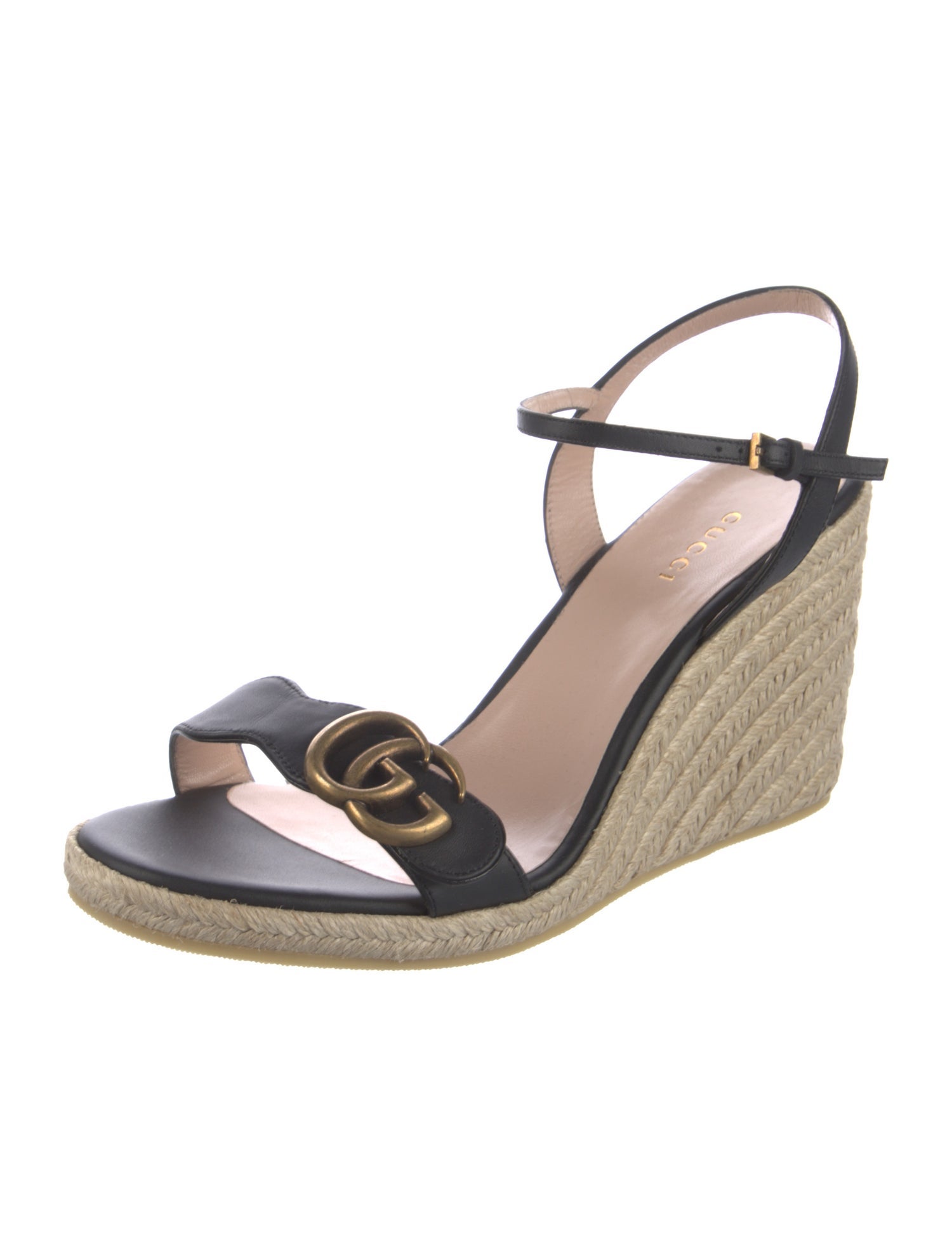 Gucci Double G Logo Leather Espadrilles